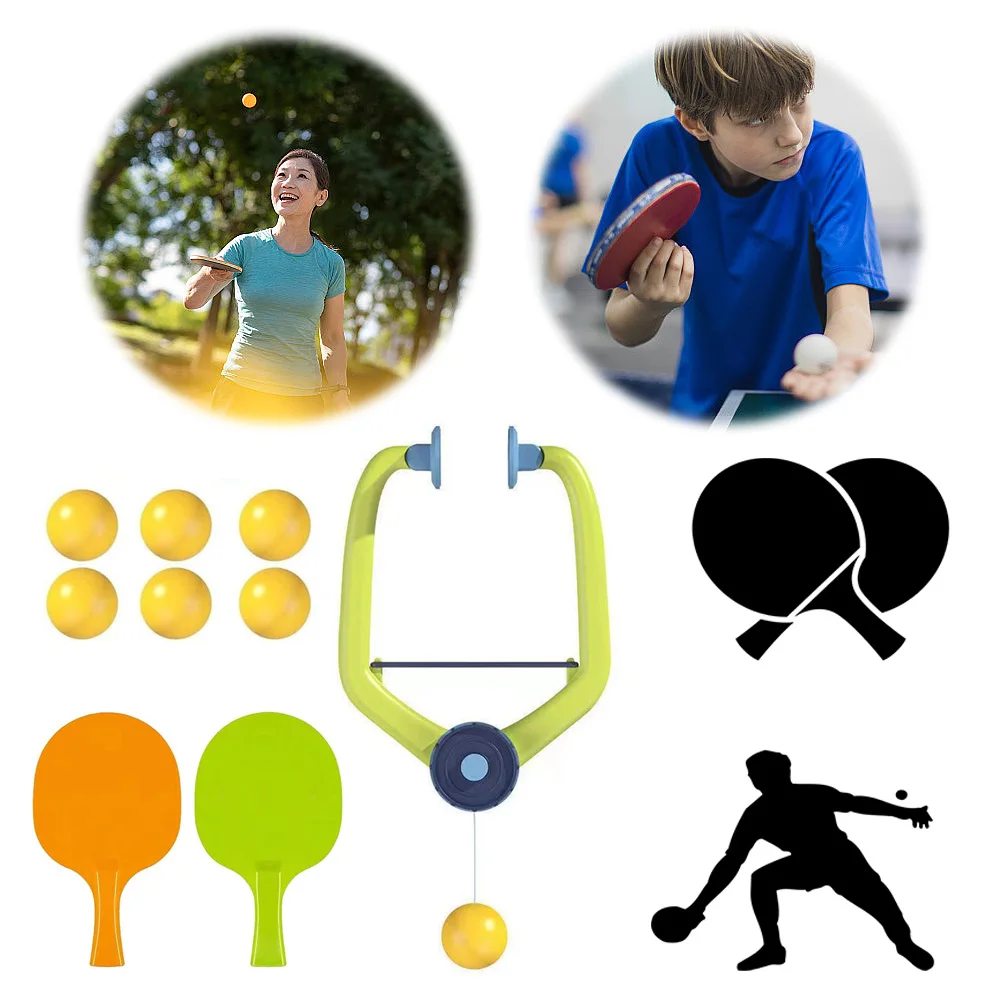 Hanging Table Tennis Trainer Portable Set with Racket and Balls Door Pong Game Adjustable Indoor Table Tennis Self-training Set