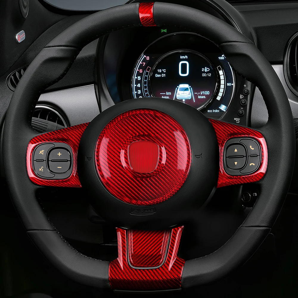 Fiat 500 Abarth 용 실제 하드 탄소 섬유 스티커 595 695 2008-2014 2015 2016 2017 2018 2019 2020 2021 2022 2023 자동차 인테리어
