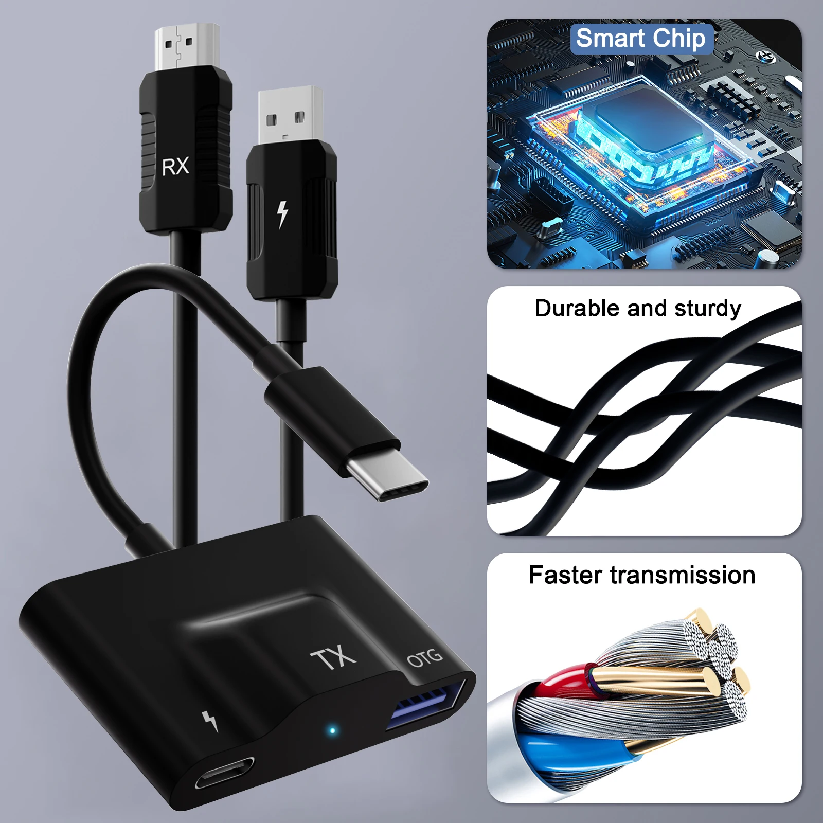 Wireless USB C to Transmitter and Reciever Adapter, Wireless Display Adapter Extender Streaming Video/ Audio to TV/ Projector, wireless video adapter