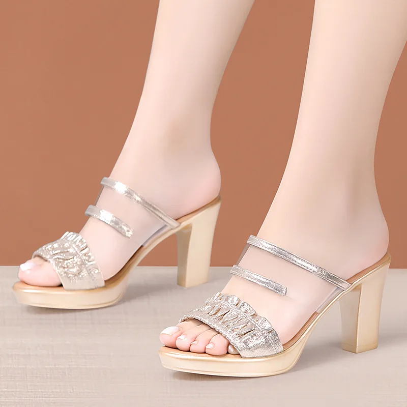 High quality summer sandals for women 8cm 10cm high heel new 2024 size 32 33 42 43 platform open toe elegant shoe black gold