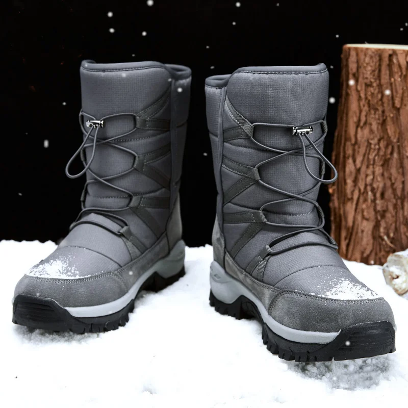 

VIP Men's Boots Warm Plush Snow Boots Casual High Top Waterproof Winter Hiking Shoes Anti-Slip Ankle Boots Army Work Boot