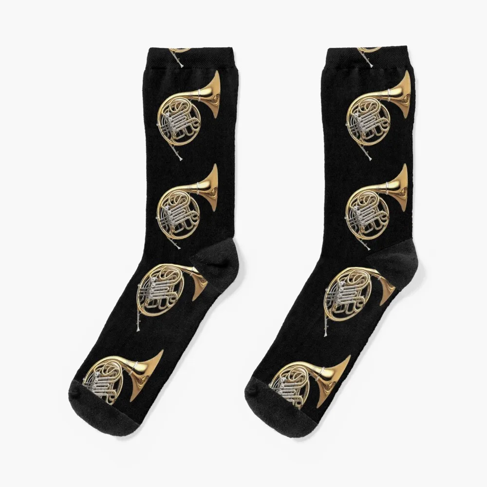 Black French Horn Player Socks custom warm winter New year's Socks Female Men's