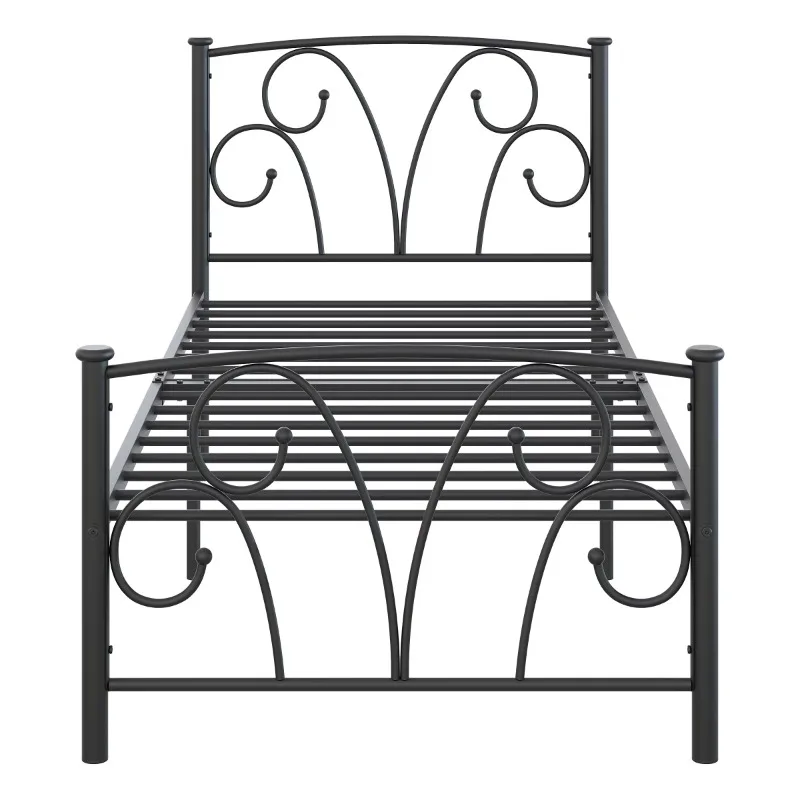 

Yoneston 14" Heavy Duty Twin Metal Platform Bed Frame with Headboard for Bedroom Furniture, Black