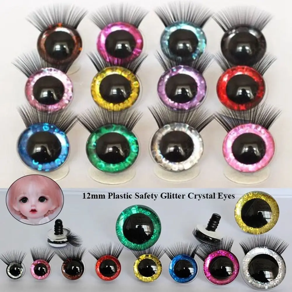 

Пластиковые безопасные глаза диаметром 12 мм, 10 цветов, блестящие прозрачные глаза, аксессуары для кукол