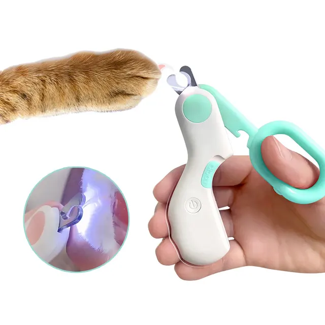 LED Light Cat Dog Nail Clipper Cutter Professional Pet Claw Trimmer with Safety Lock Puppy Kitten Animals Care Grooming Tool Kit