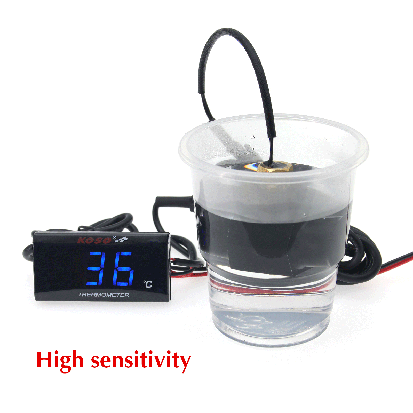 Motorrad-Thermometer, LCD-Digitalbildschirm, Mini-Messgerät für XMAX 250 300 NMAX CB400 CB500X KOSO Wassertemperaturanzeige mit Sensor – Detail 18