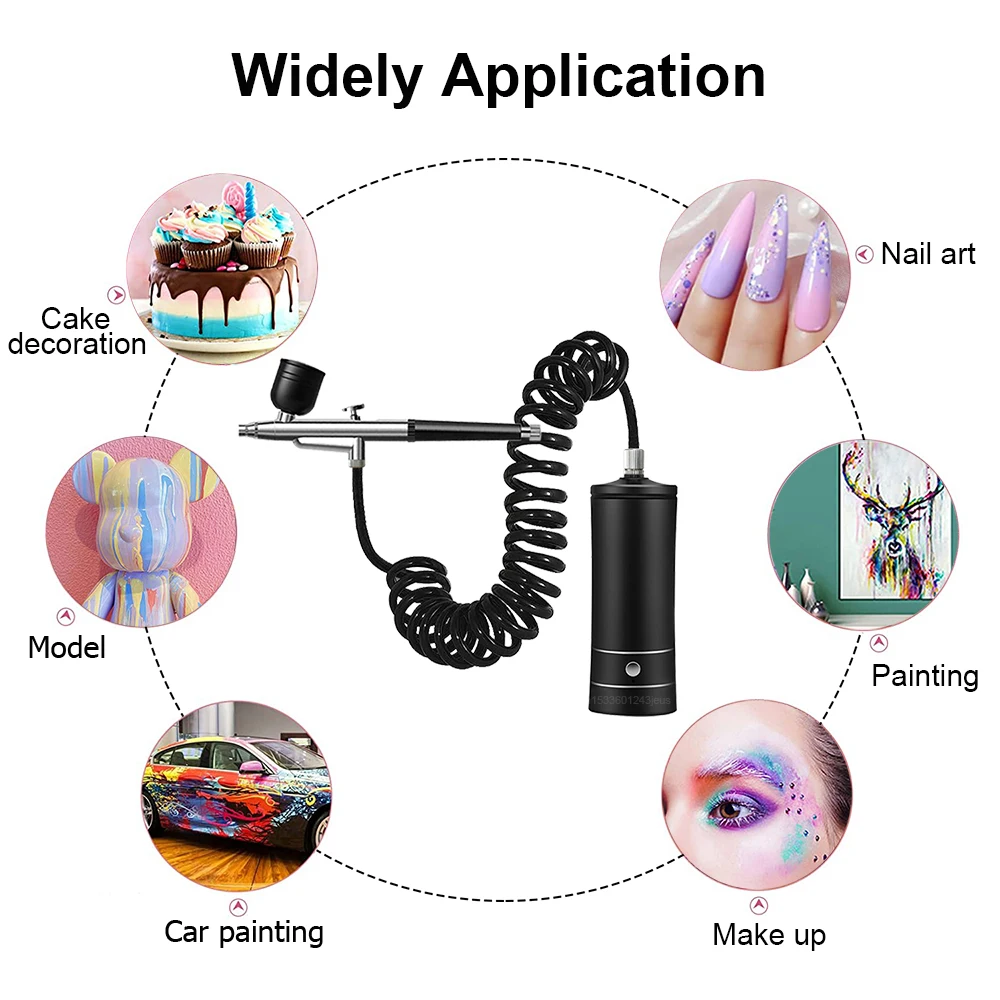 Airbrush Nails Art Paint with Compressor Portable Air Brush For Nail Cake Pastry Makeup Decoration Cordless Gun Varnish Sprayer