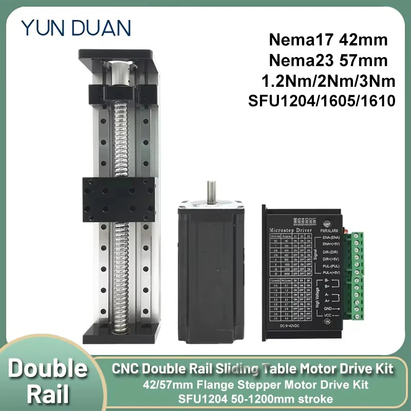 คู่รางเลื่อนตารางชุด CNC สกรูบอลตารางเลื่อน SFU1204/1605/1610 CNC XYZ แกน Linear Actuator สูงสุด 60 กก. 1