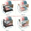 Dish Drying Rack, 2 Tier Large Dish Drying Rack for Kitchen Counter with Drainboard Stainless Steel Dish Drainer for Dish&Cup 6