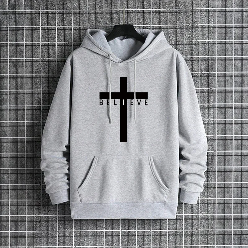 Jesus Cross Hoodie - Men's Urban Fashion Fleece Hoodie | Autumn Winter Casual Wear