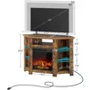 Fireplace Corner TV Stand, 47 Inch TV Stand with Power Outlets and LED Lights, Rustic TV Console, Entertainment Center Living 5