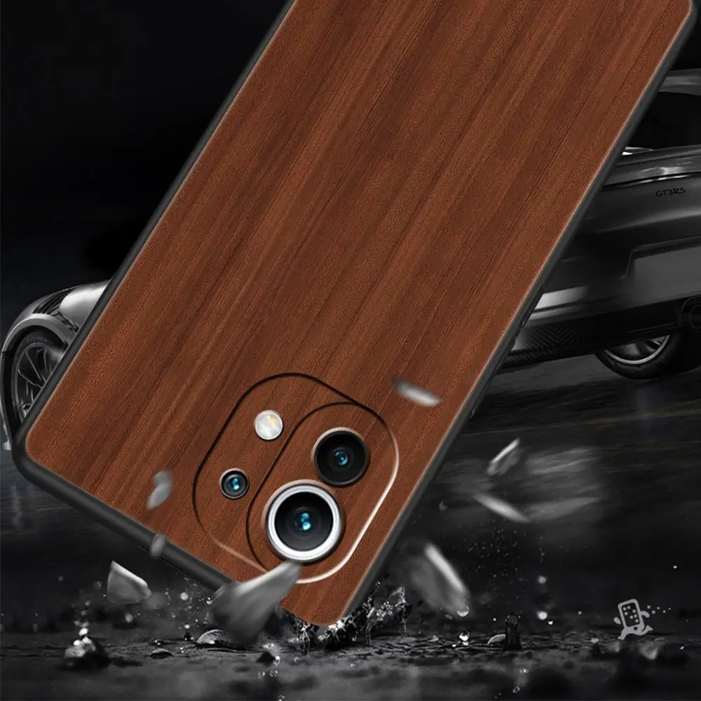 Carved Wood Design Black Silicone Phone Case Cover