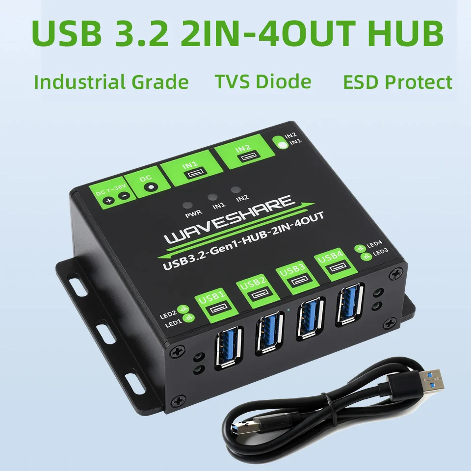 Industrial Grade Usb Hub Portas a Portas Usb até 5gbps Multi Proteção Switchable Mac Windows Portas