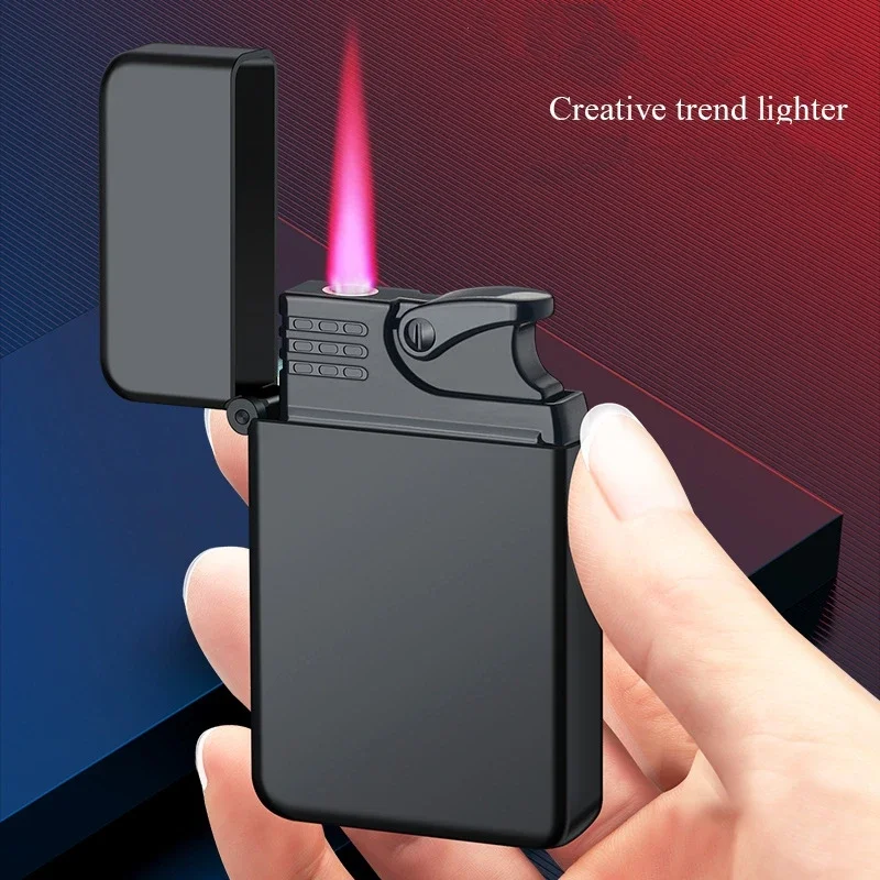 

Metal Outdoor Windproof Turbine Torch Butane Gas Lighter Red Flame Kitchen Barbecue Cigar Camping Lighter Men's Gifts