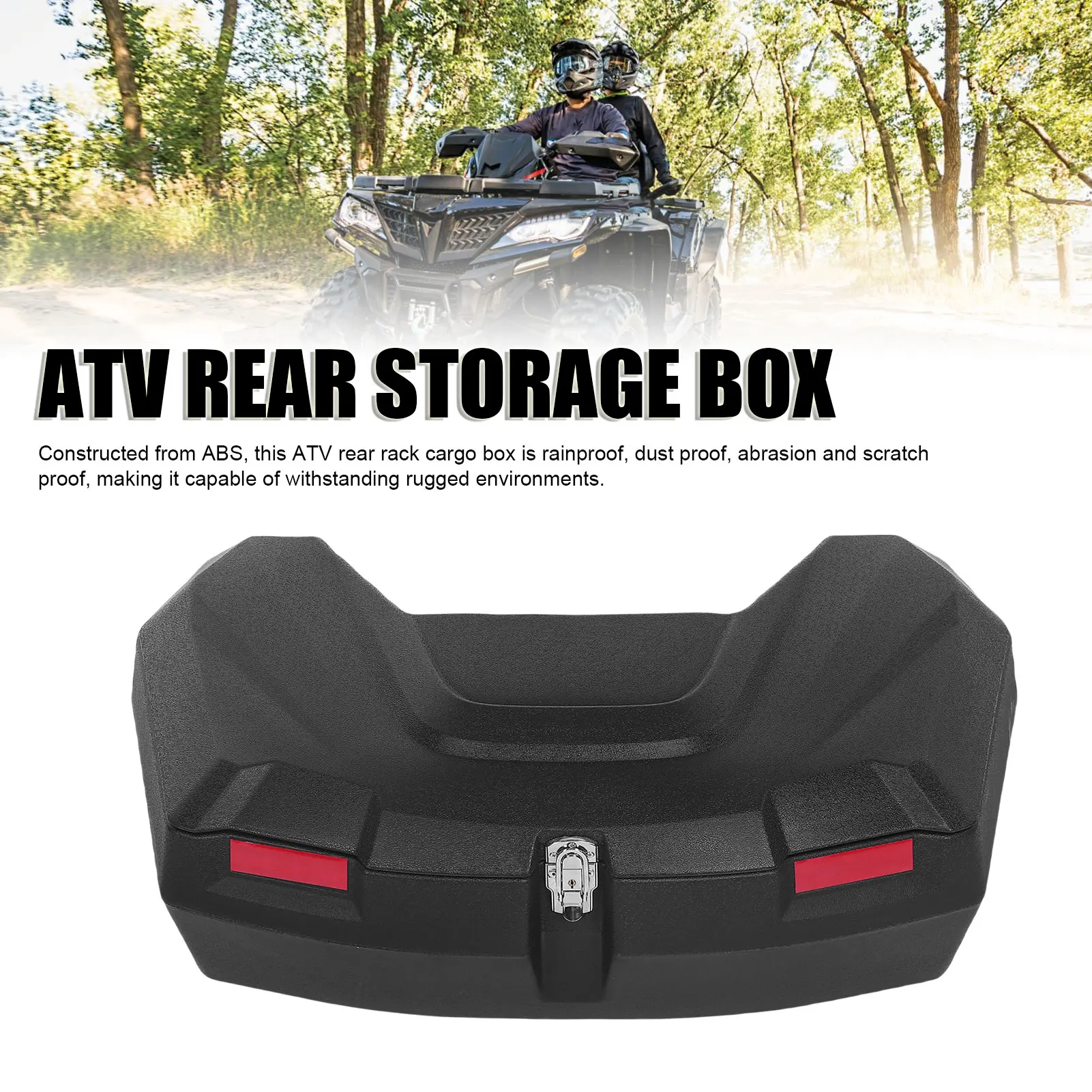 ATV Rear Rack Cargo Box ATV Rear Storage Box 98L Capacity Rain Proof ATV Rear Rack Cargo Box with Padded Backrest and Lock UTV