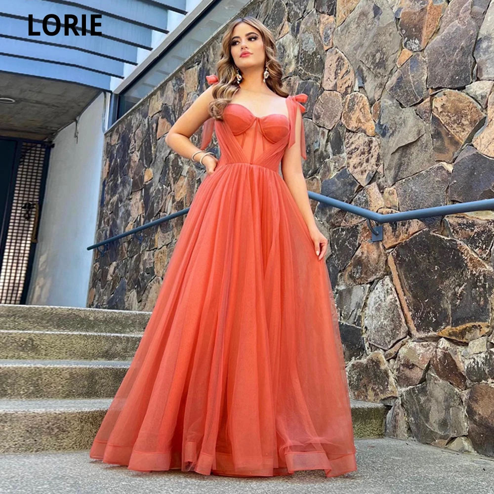 

LORIE Orange Tulle A-line Evening Dresses 2023 Party Dresses Sweetheart Spaghetti Straps Prom Gowns Robe De Soiree De Mariage