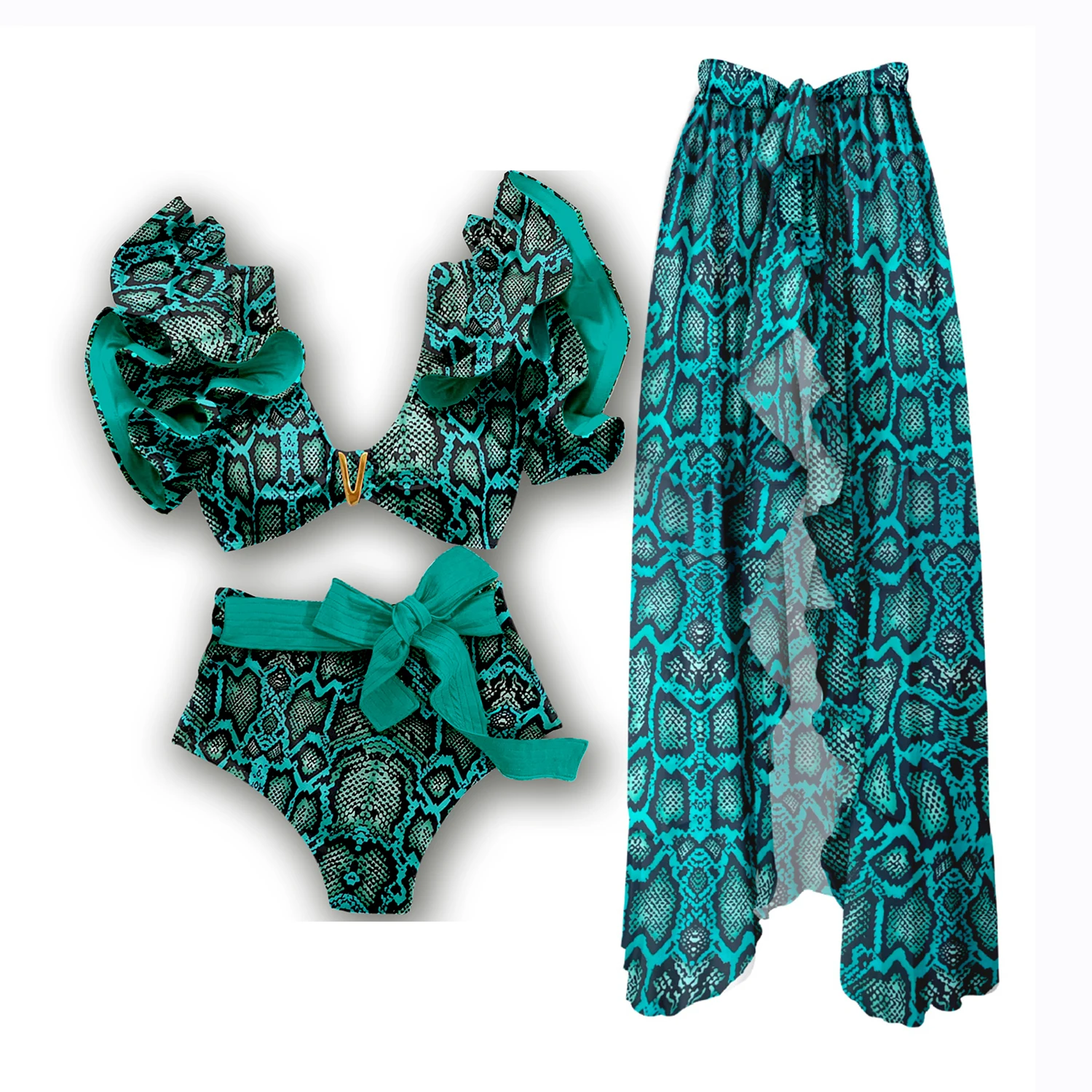 2025 High Quality Sexy Bikini Set Floral Brazilian Biquini Shoulder Ruffle Bikini Swimwear Women Swimsuit Solid Monokini Beach 4