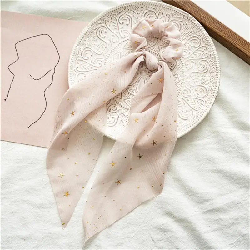 Santa Claus Bows Hair Scrunchies Long ribbon Ponytail Scarf Hair Tie Women Girls Elastic Bands Christmas Accessories