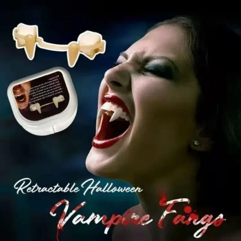 Spooky Retractable Vampire Fangs for Halloween Cosplay and Costume Parties