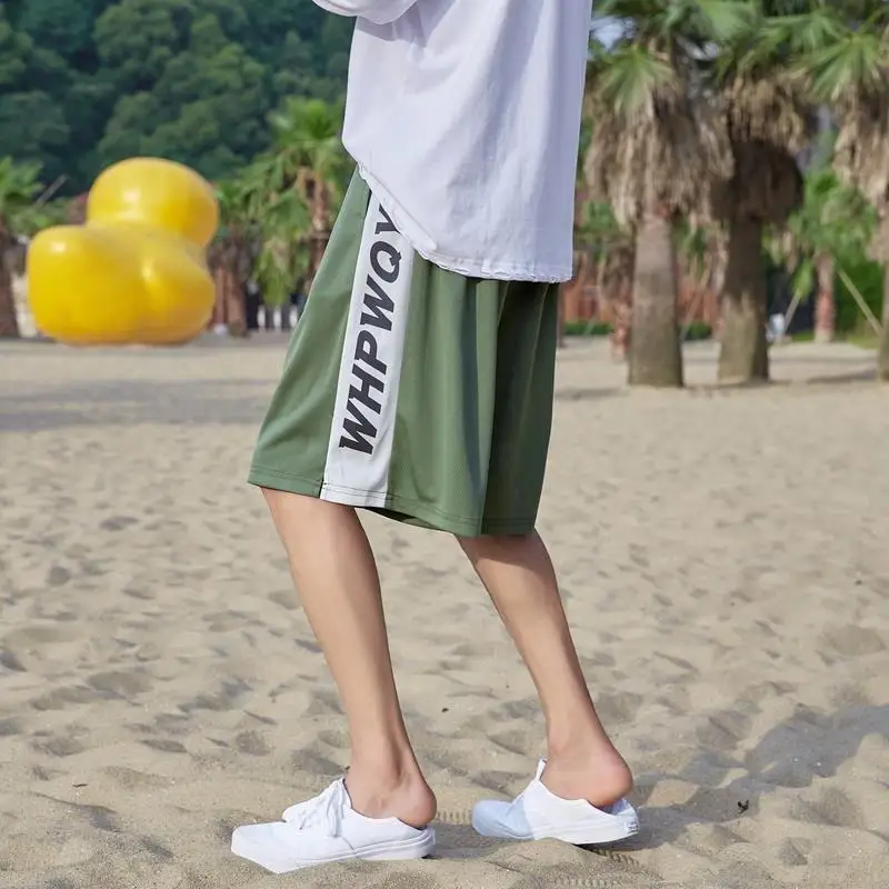 Loose Basketball Shorts Men Ice Silk Thin Sweatpants 2023 New Board Shorts Men Casual Beach Summer Jogger Trend Five-point