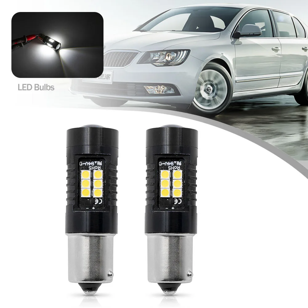 2PcsP21W1156BA15SLEDBulbLampCANBUSNoErrorDaytimeRunningDRL