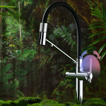 ก๊อกน้ำห้องครัวแบบดึงออกได้ AITANA สีโรสโกลด์ พร้อมโหมดน้ำดื่มหรูหรา 3 ฟังก์ชั่น น้ำร้อนน้ำเย็น ก๊อกเดี่ยวแบบเจาะรูเดียว 2