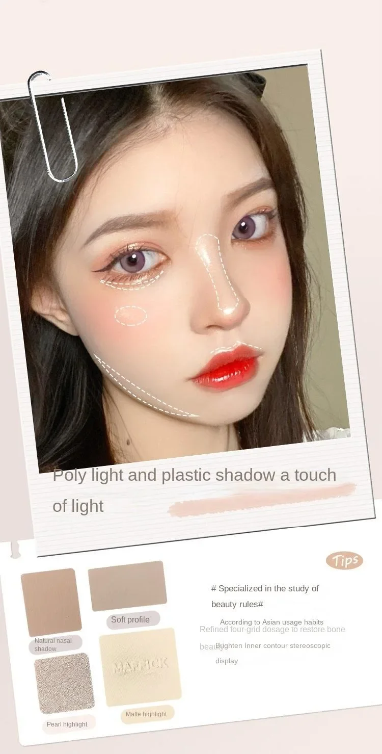 Description Picture 5 of itemNatural Stereoscopic Face Powder Palette  Matte Bronzer  Contour Shading  Multifunctional Highlighter  Cosmetic Blush gift