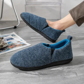 Eyriphy Men's Comfy Non-Slips Bedroom Slippers Casual Warm Home Shoes Breathable Faux Fur Soft Sole Slides Slip-On House Shoes