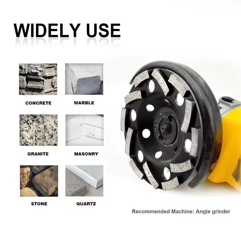 4.5''-7'' Cyclone Diamond Sintered Grinding Cup Wheel 115-180mm Concrete Granite Marble Grind Abrasive Discs Thicken Segments