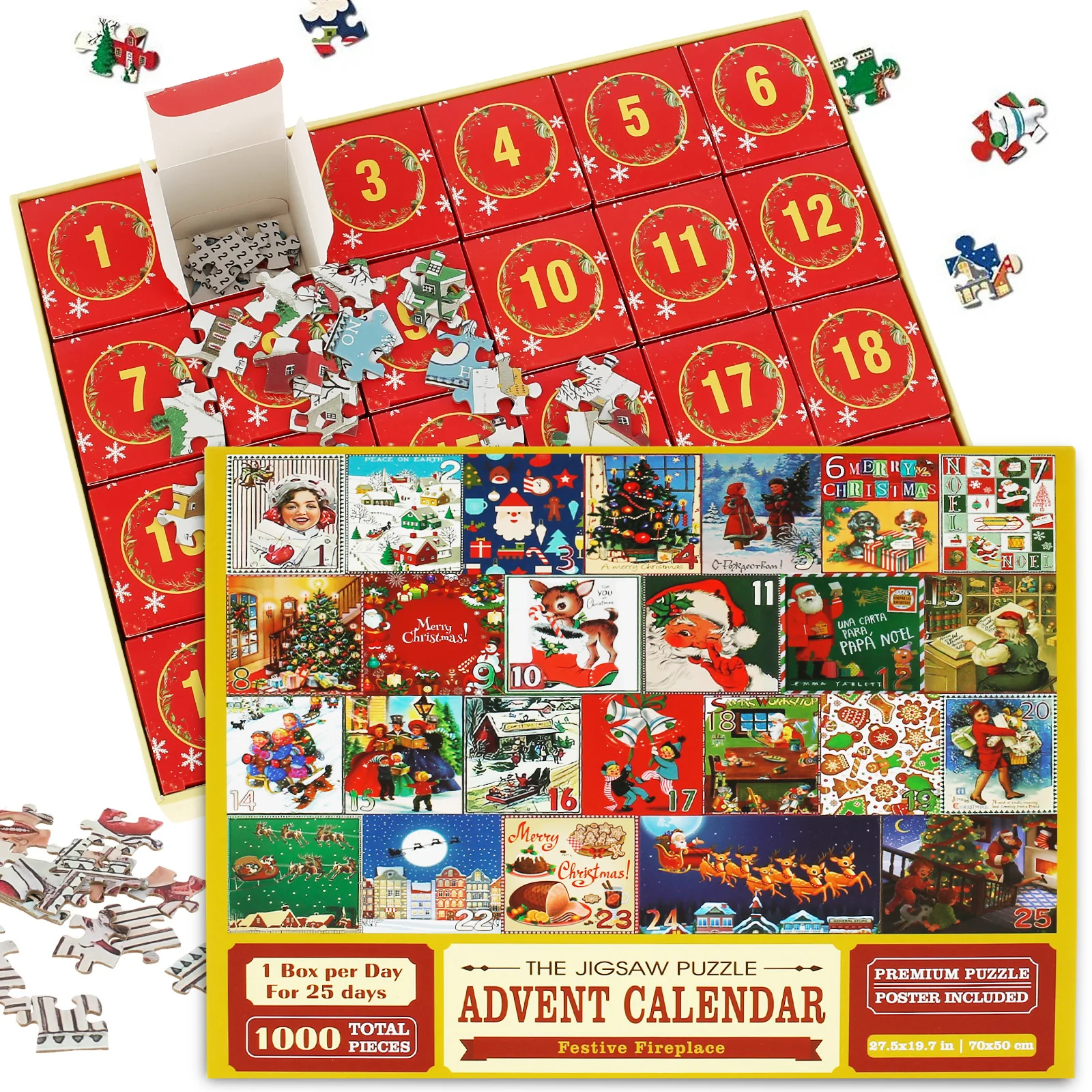24pcs Christmas Jigsaw Countdown Creative Advent Calendar Box Christmas  Party Gift Puzzle For Kids And Adults - AliExpress