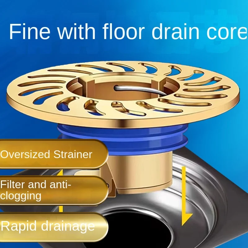 New floor drain large amount of water drainage floor drain core filter mesh universal anti-odor anti-blocking bathroom bathroom