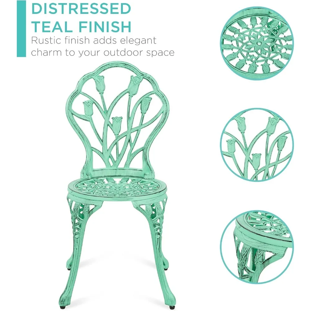 3-Piece Outdoor Rust-Resistant Cast Aluminum Patio Bistro Set 5