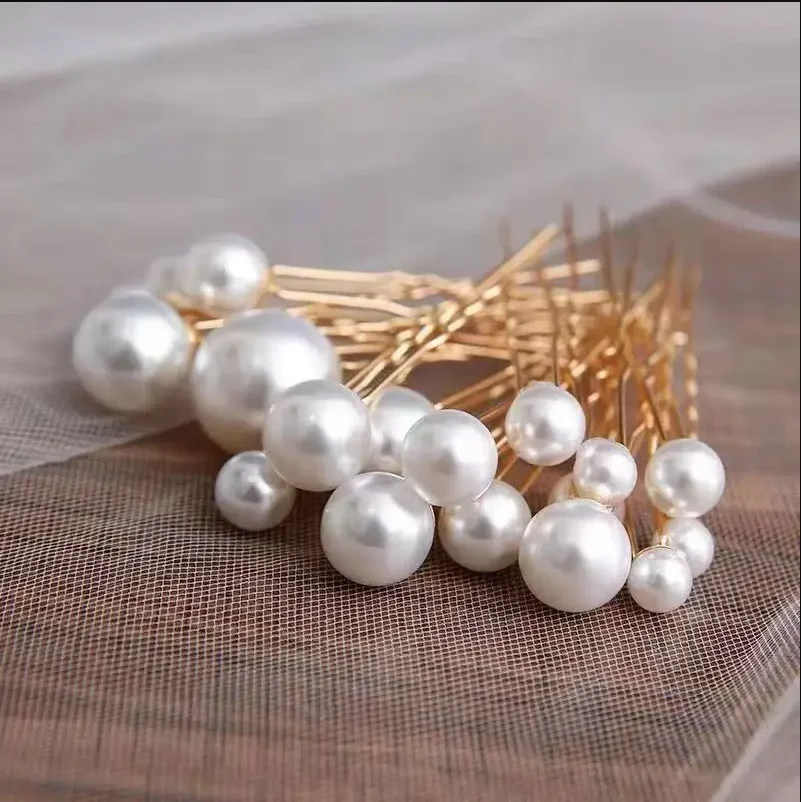 U-shaped Pin Metal Barrette Clip Hairpins Simulated Pearl Bridal Tiara Hair Accessories Wedding Hairstyle Design Tools 16PCS hair accessory pearl hairpins hair clip hair headdress bridal headwear hair band crown