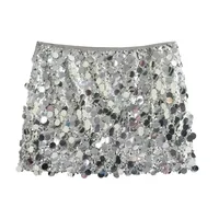 Silver Sequin Skirt Woman High Waist Mini Skirt Woman Fashion Shiny Glitter Elegant Short Skirts For Women Y2k Skirts - Image 3