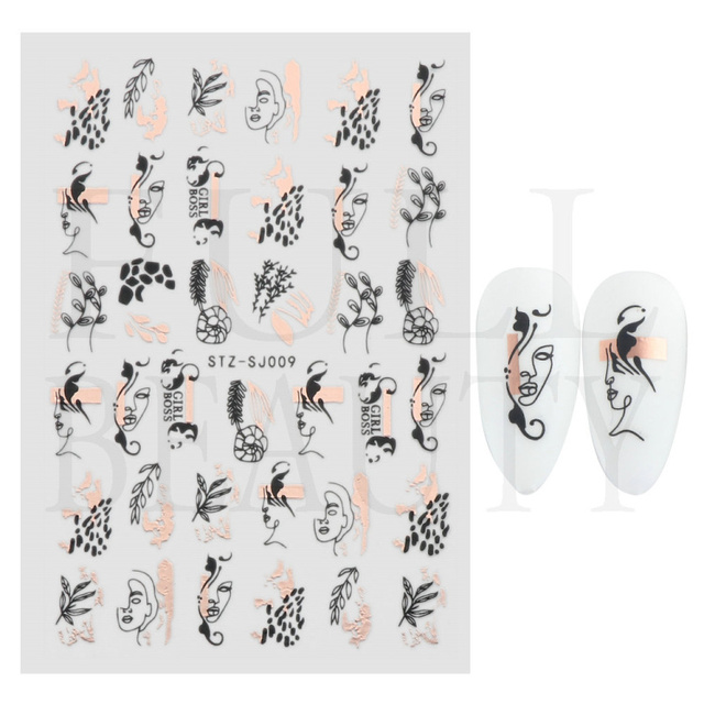 Graffiti Strips Nail Sticker Rose Gold Abstractline Fashion 3D Slider for Manicure Polish Tattoo Nail Art Decorations LASTZSJ007