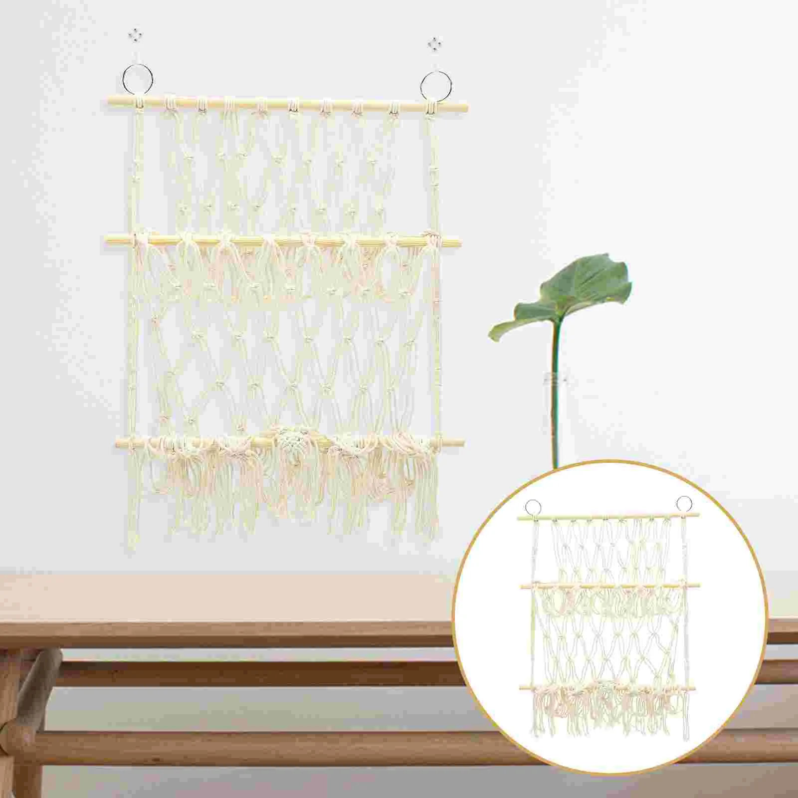 

Net Bag Storage Hanging Stuffed Toy Animal Hammock Shelf Woven Pendant Macrame Cotton Rope Bedroom Tapestry