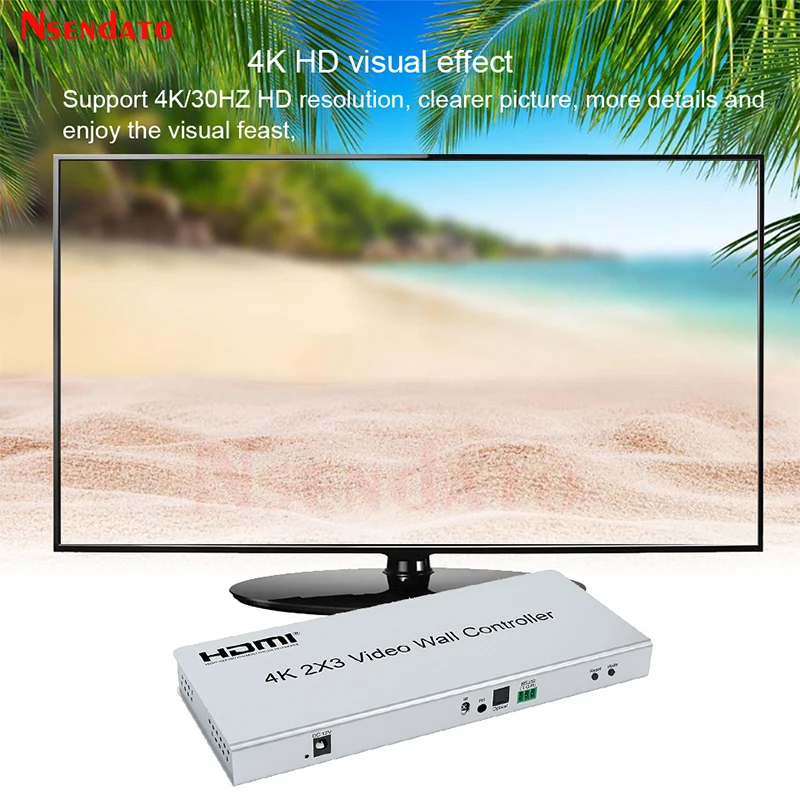 4K 2X3 HDMI Video Wall Controller 2x2 HDMI TV Splicing Box Processor 1x4 4x1 6 Screen Splicer With RS232 HDMI Audio Extraction