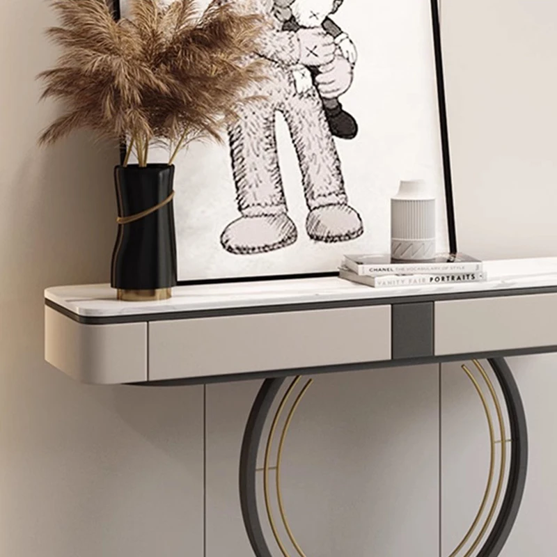 Tavoli Console dal Design Semplice, Tavolo Console Moderno di Lusso per Ingresso, Tavolo con Spazio di Archiviazione per Soggiorno - immagine 4