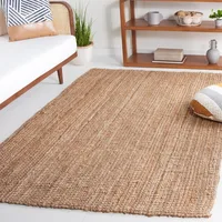 Natural Fiber Collection Area Rug - 6' x 9', Natural, Handmade Farmhouse Jute, Ideal for High Traffic Areas in Living Room