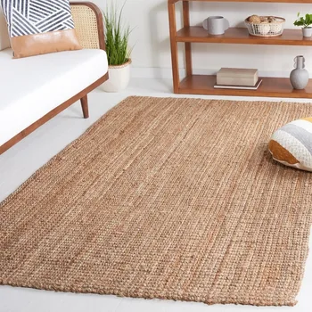 Natural Fiber Collection Area Rug - 6' x 9', Natural, Handmade Farmhouse Jute, Ideal for High Traffic Areas in Living Room