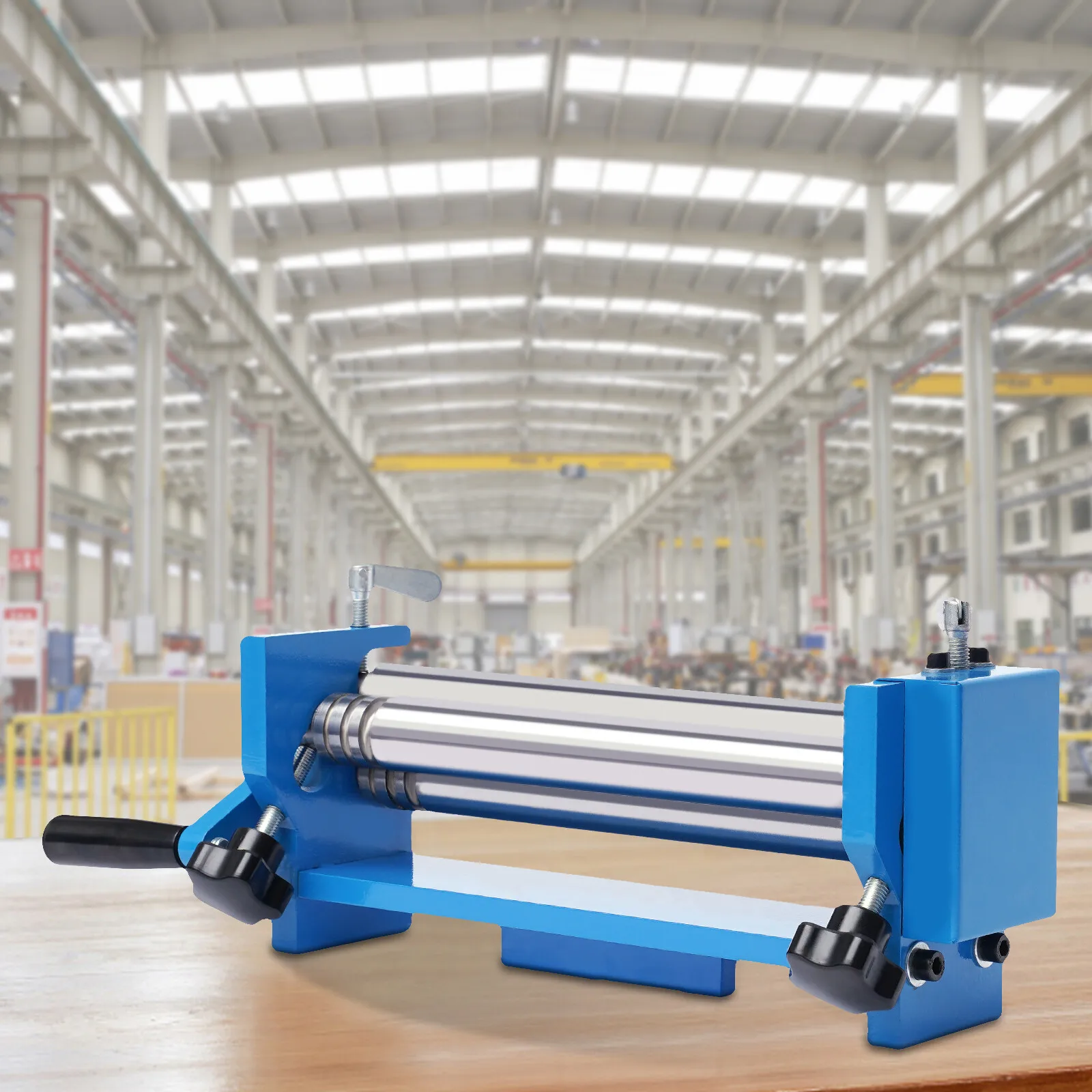 Manual Rolling Bending Machine for Metal Sheets 300mm Wide Adjustable Diameter 1.26-2.95in Heavy-Duty Steel