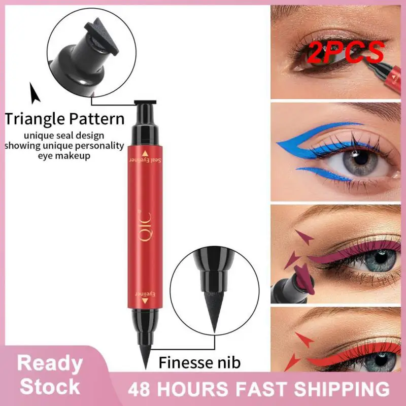 

2PCS New Double Headed 2 In1 Eyeliner Stamp Liquid Eyeliner Pencil Makeup Stamps Seal Pen Stamp Eye Liner Pencil Waterproof