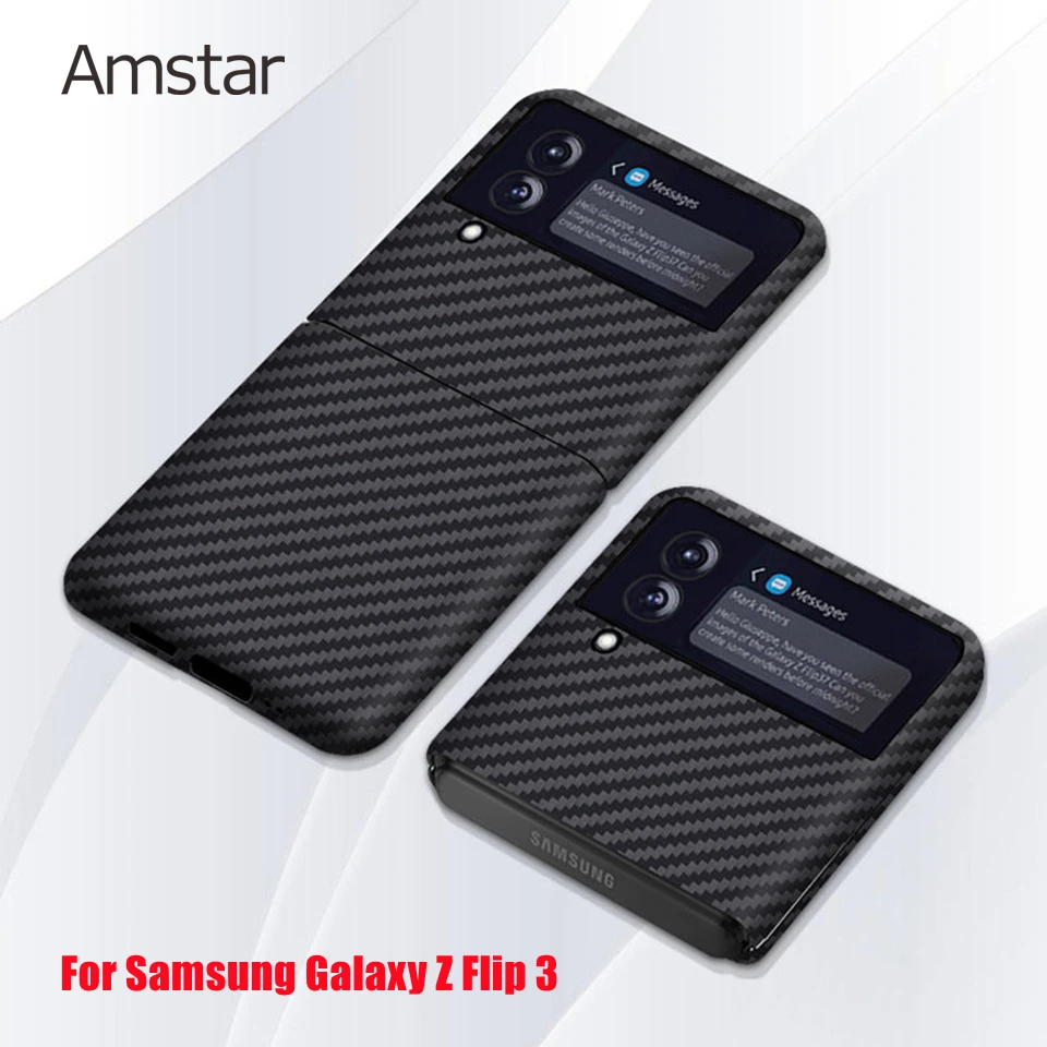 

Чехол-книжка Amstar из чистого углеродного волокна для телефона Samsung Galaxy Z Flip 3, ультратонкий противоударный деловой чехол из арамидного волокна Z Flip3