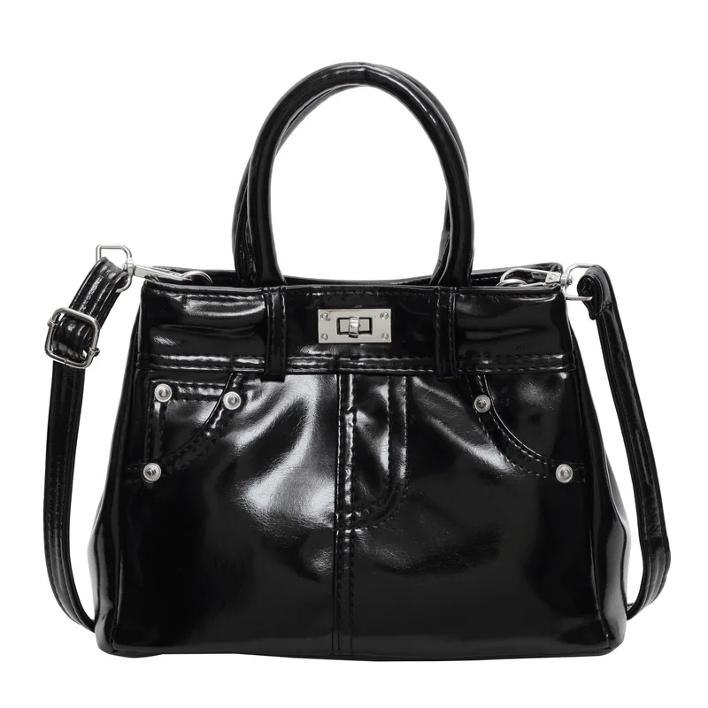 حقيبة دلو جلدية ناعمة للنساء، بتصميم سلسلة كبير، م...