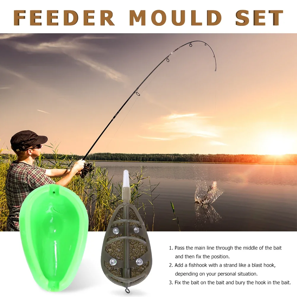 Bait Inline Method Feeder Mould Bait Thrower Carp Fishing Bait Basket Feeder Mould Set Bait Holder  Bait Mould For Carp Feeders