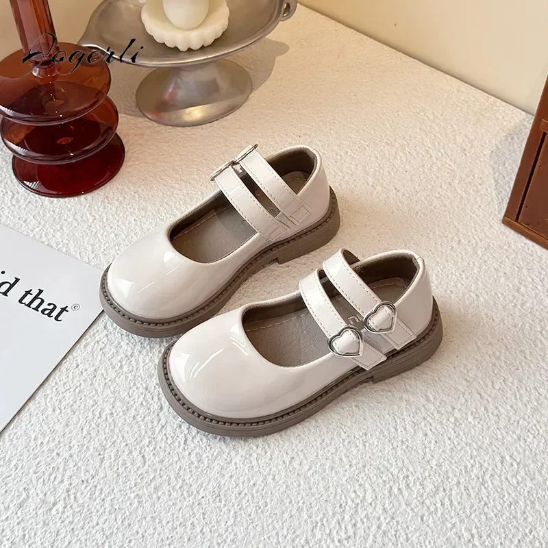 Girls Spring Autumn New Small Shoes Korean Princess School Student Loafer Flats Shoes Non-slip Soft Sole Size 26-36