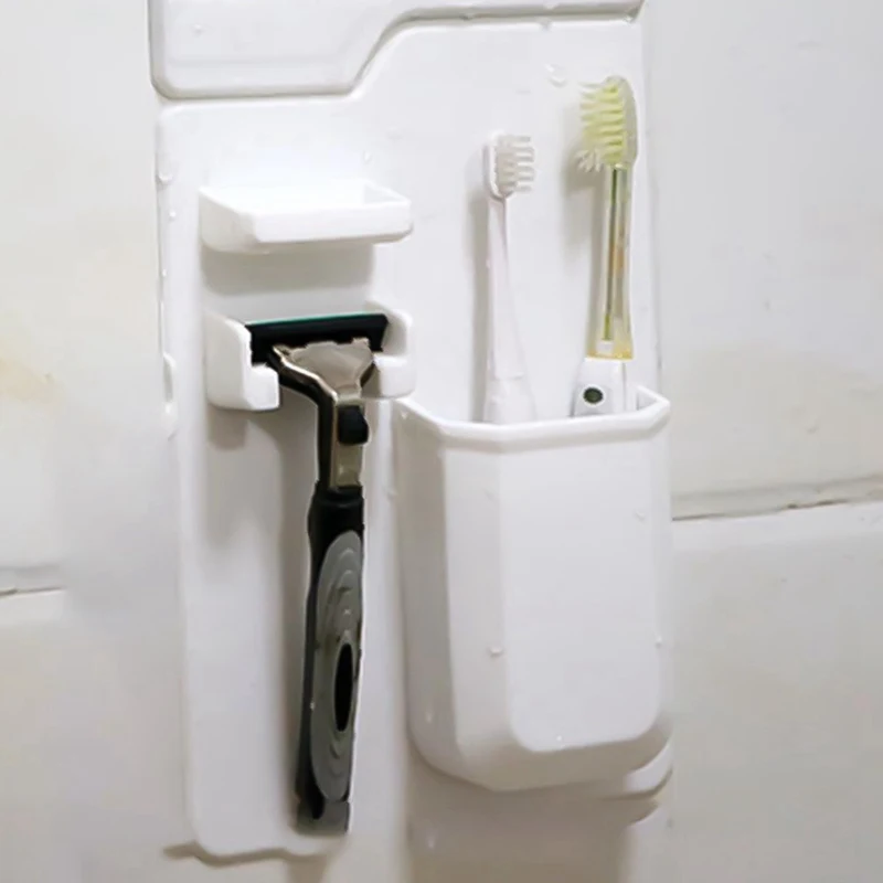 Silicone Bathroom Organizer Toothbrush wall Holder Shaver Razor Organizer Toothpaste Holder For Bathroom Mirror Shower