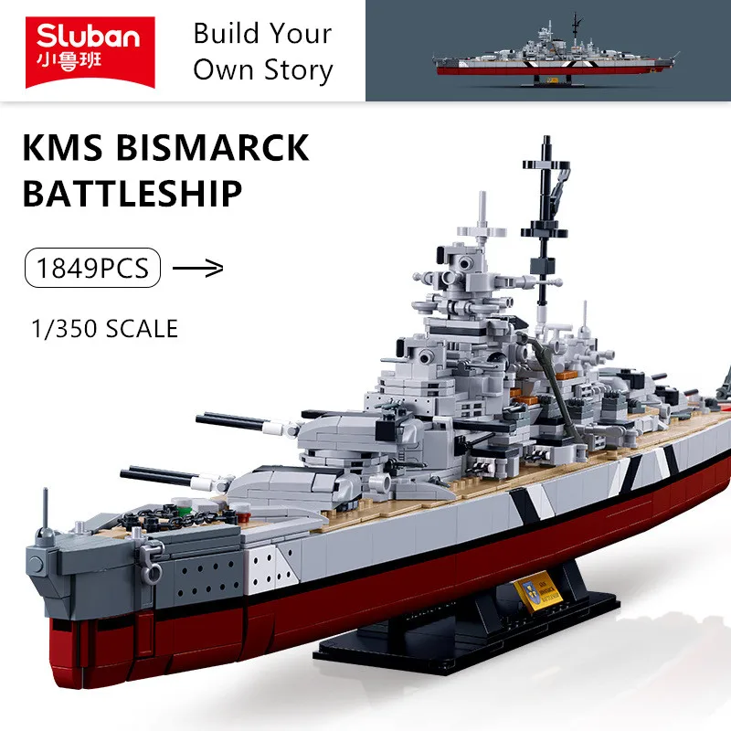 

1849PCS NAVY KMS BISMARCK BATTLESHIP Military Building Blocks Kit 1:350 TIRPITZ Aircraft Cruiser Warship Weapon DIY Creative Toy