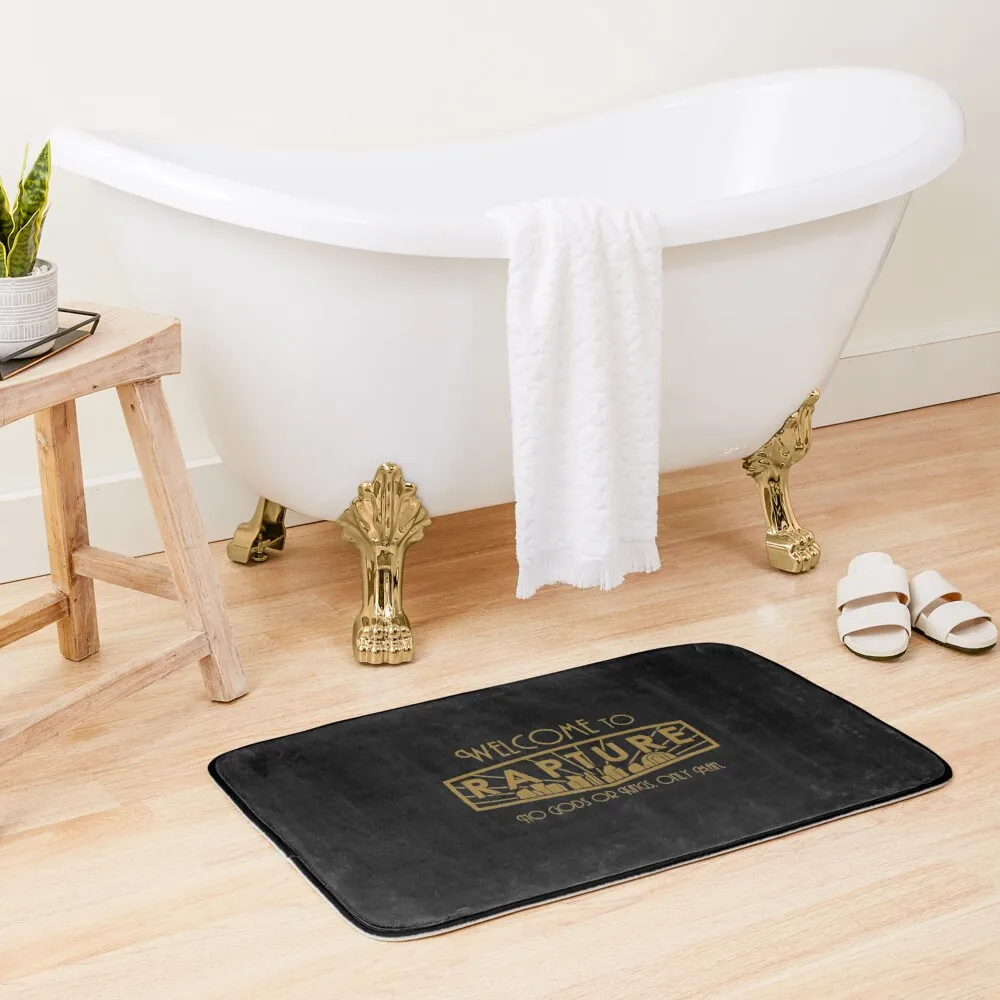 

Welcome to Rapture - Black and Gold Bath Mat Shower Mat Anti Slip