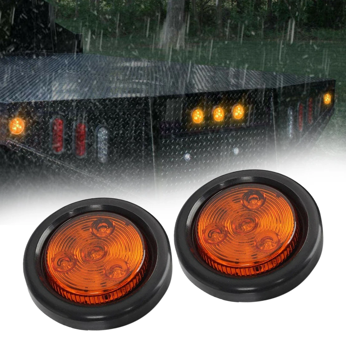 Luces LED Marcadoras Laterales MASO 4 Piezas - 12V/24V, Amber, Para Camiones Y Remolques